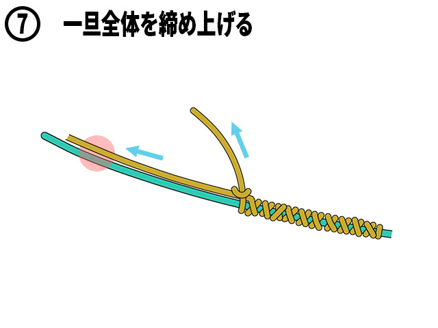 ⑦一旦全体を締め上げる